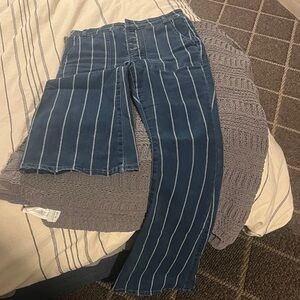 Gianni Bini Navy Striped Flare Jeans